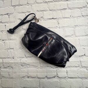 Crystalyn Kae Wristlet Bag Womens OS Navy Blue Good Vegan Leather Floral Accent